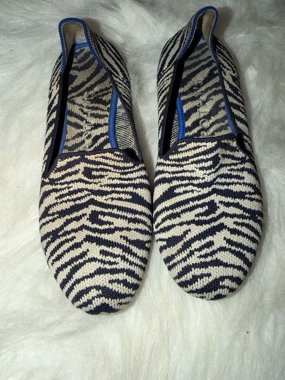 Rothy's The Loafer Zebra Size 6.5 Navy White